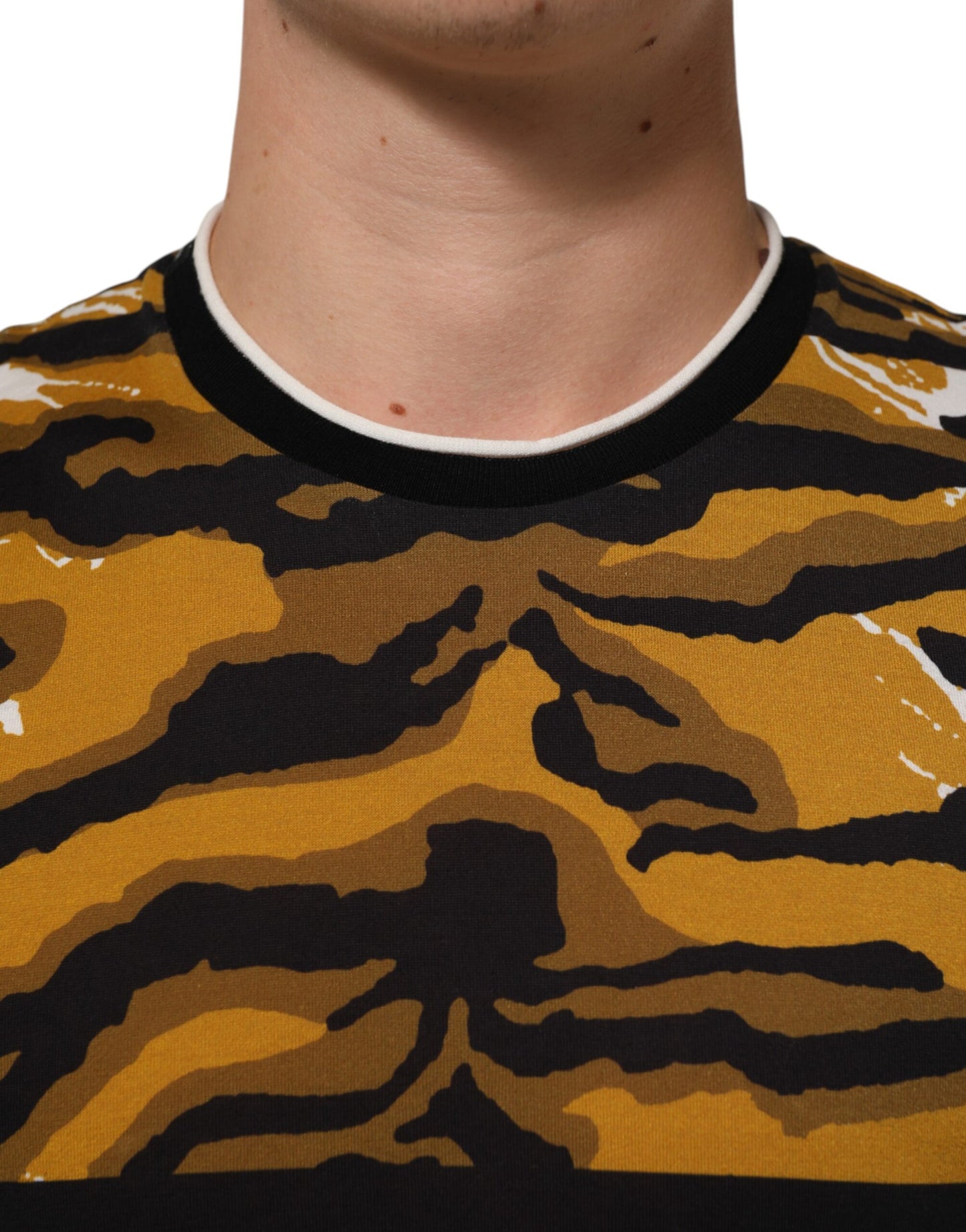 Dolce & Gabbana Multicolor Leopard Palm Leaf Men Crew Neck T-shirt Mens T-Shirt