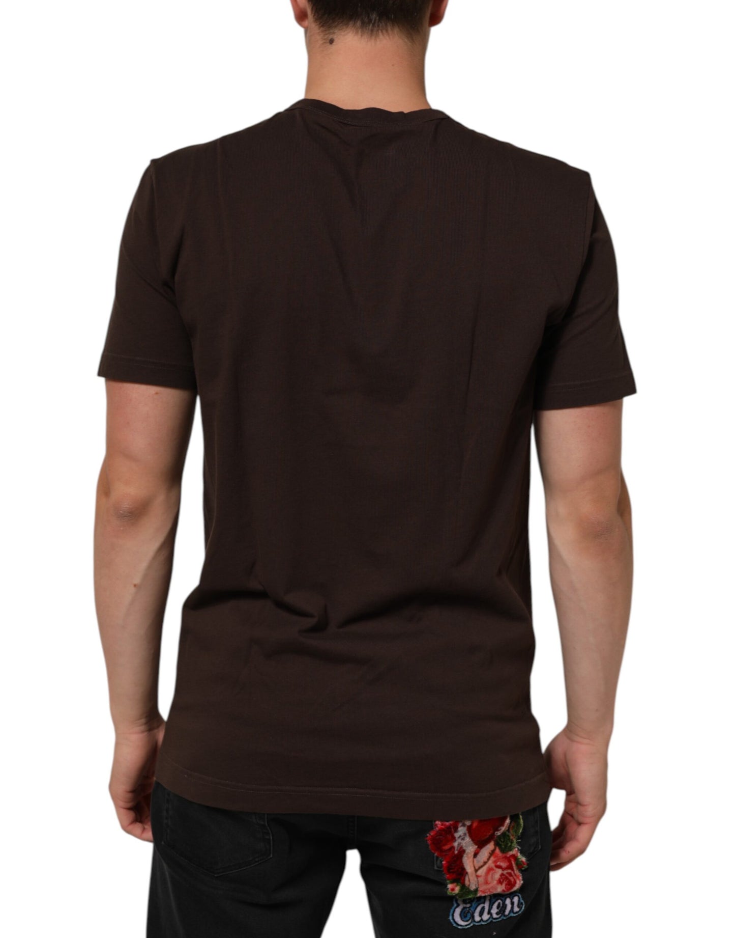 Dolce & Gabbana Brown Coin Laurel Print Men Crew Neck T-shirt Mens T-Shirt