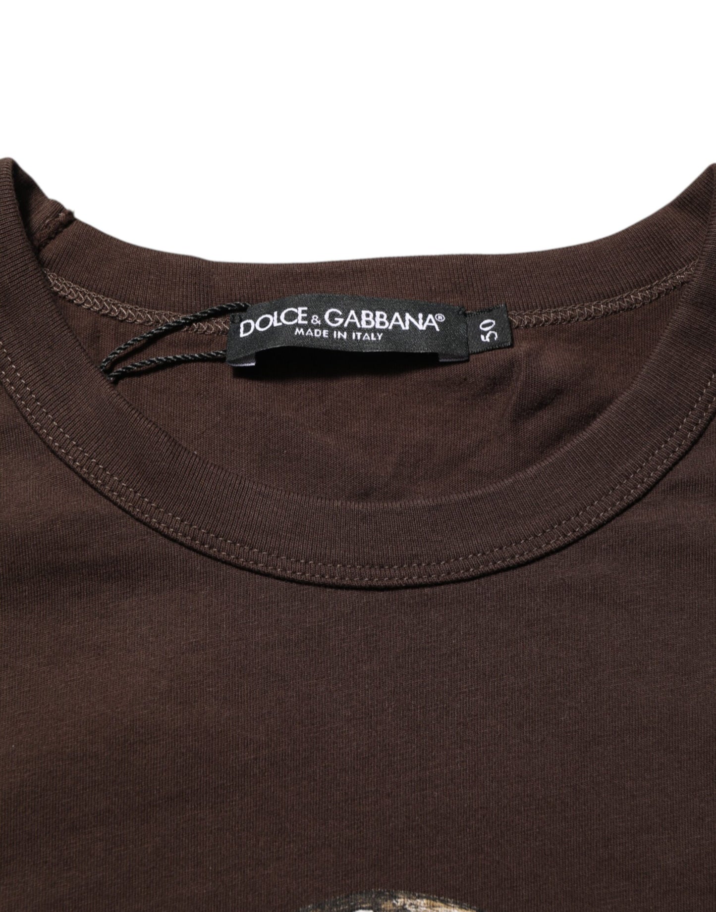 Dolce & Gabbana Brown Coin Laurel Print Men Crew Neck T-shirt Mens T-Shirt