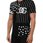 Dolce & Gabbana Black Cotton Polka Dots Round Neck T-shirt Mens T-Shirt
