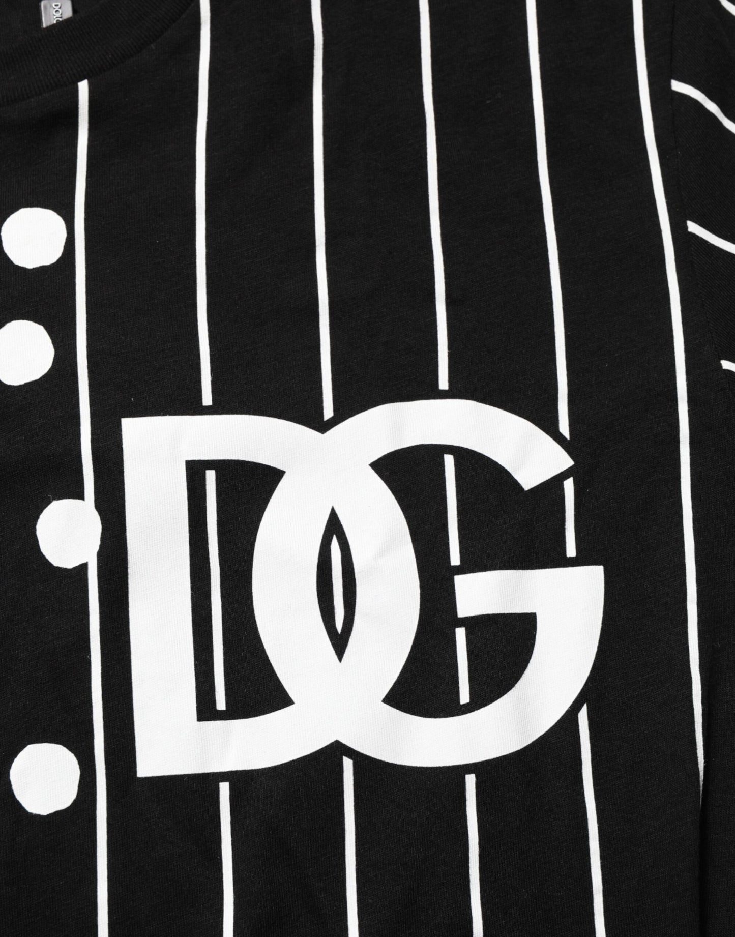 Dolce & Gabbana Black Cotton Polka Dots Round Neck T-shirt Mens T-Shirt