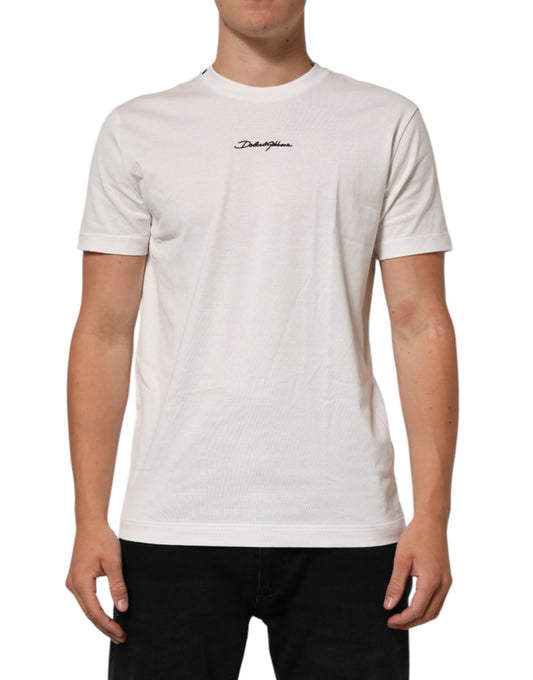 Dolce & Gabbana White Cotton Logo Print Crew Neck Men T-shirt Mens T-Shirt