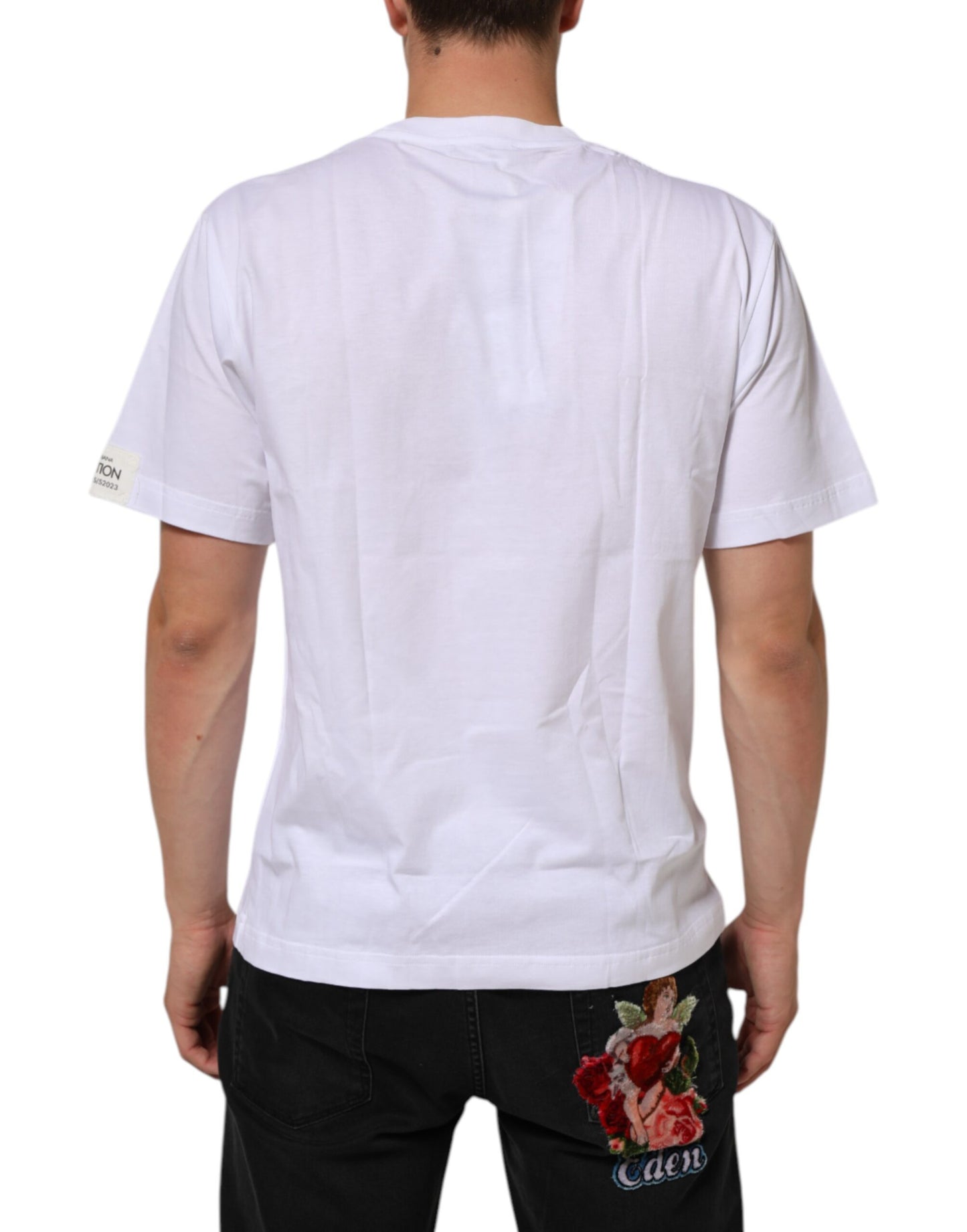 Dolce & Gabbana White Graphic Print Cotton Crew Neck T-shirt Mens T-Shirt