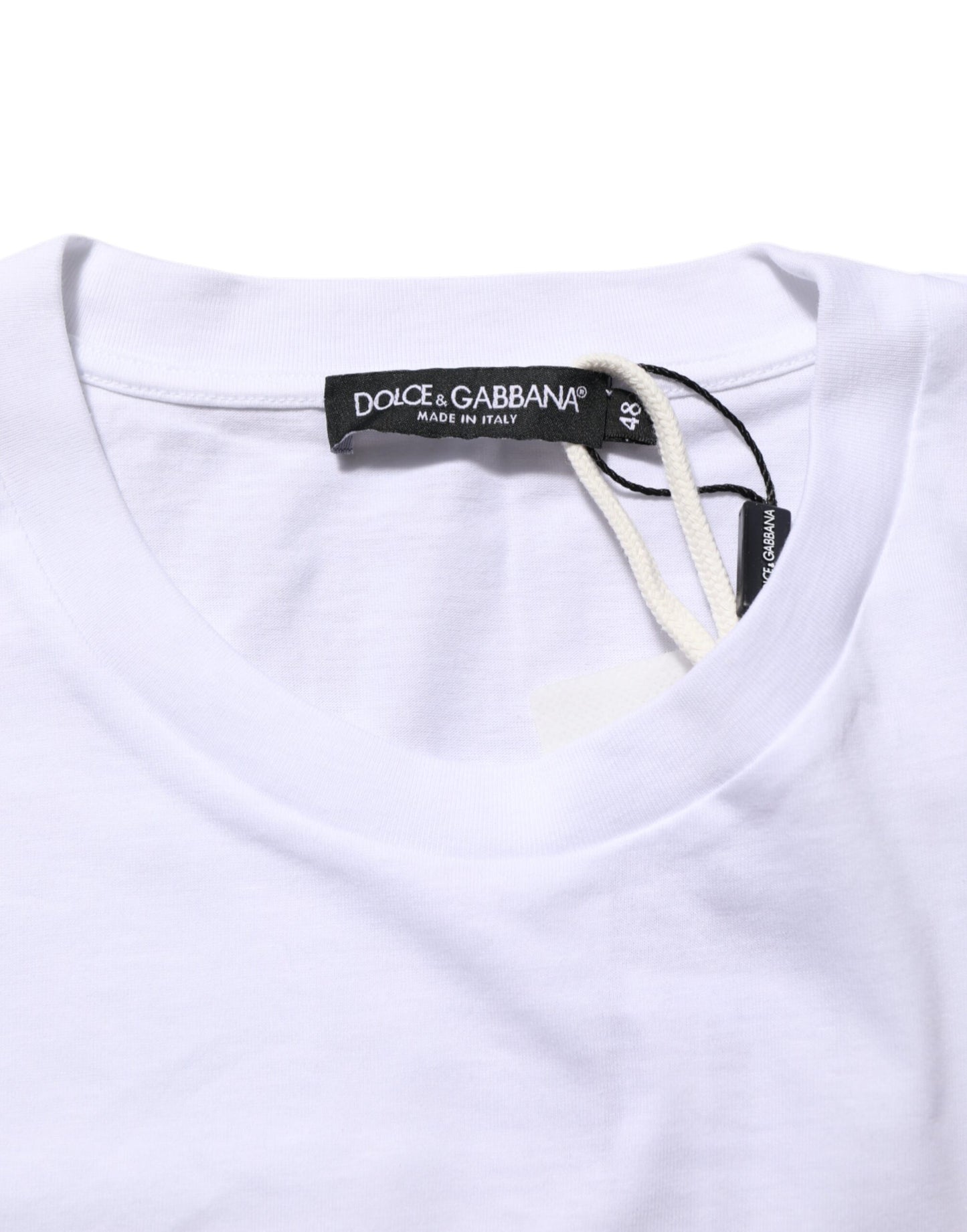 Dolce & Gabbana White Graphic Print Cotton Crew Neck T-shirt Mens T-Shirt