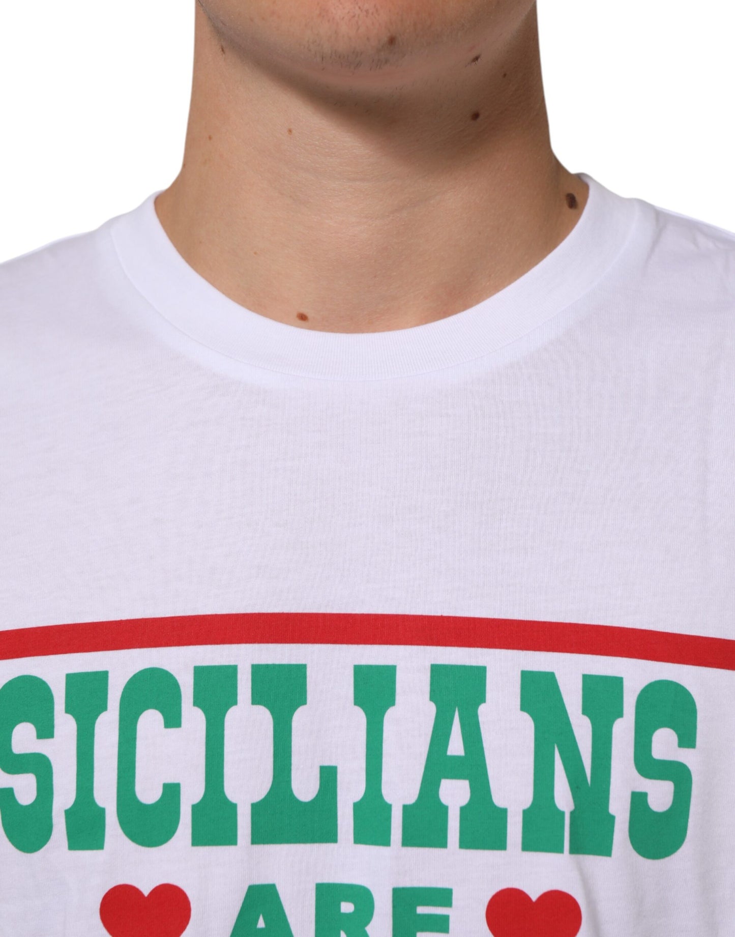 Dolce & Gabbana White Graphic Print Cotton CrewNeck T-shirt Mens T-Shirt