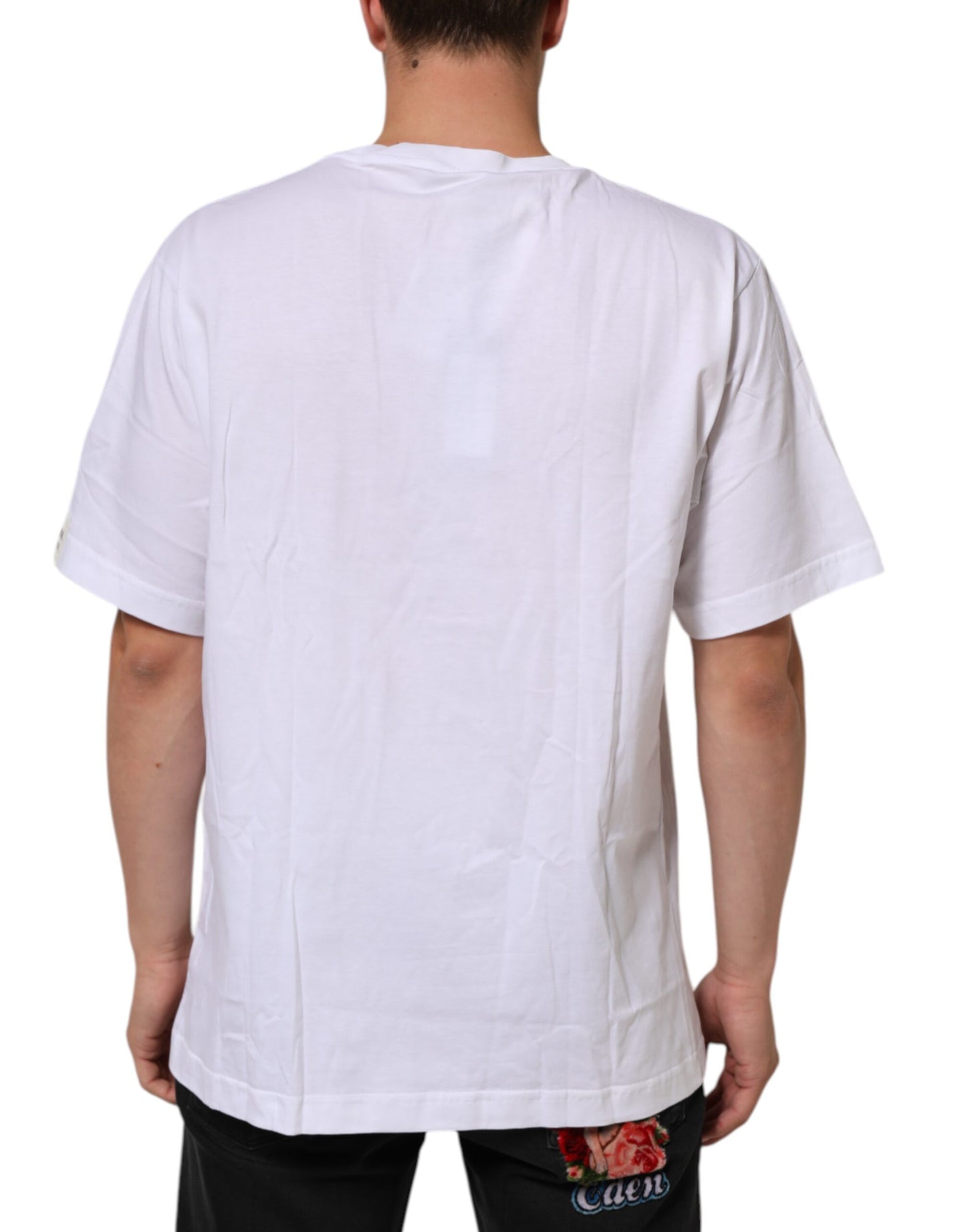 Dolce & Gabbana White Graphic Print Cotton Crew Neck T-shirt Mens T-Shirt