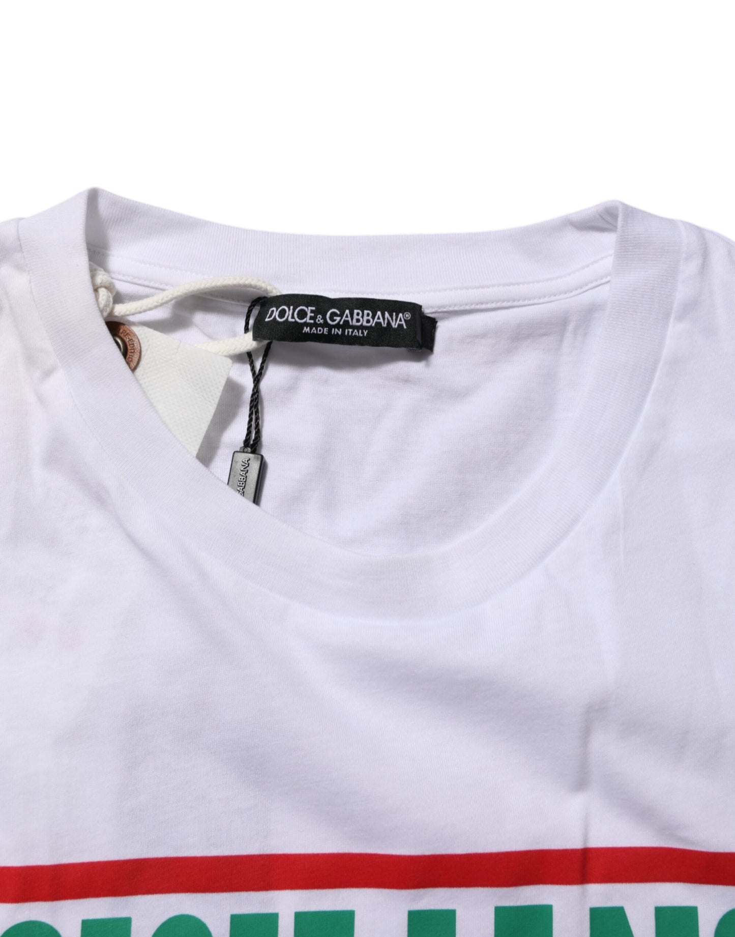 Dolce & Gabbana White Graphic Print Cotton Crew Neck T-shirt Mens T-Shirt