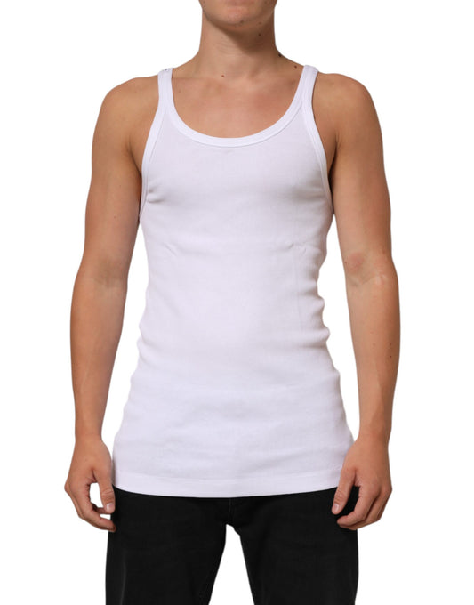 Dolce & Gabbana White Sleeveless Round Neck Tank Top T-shirt Mens T-Shirt