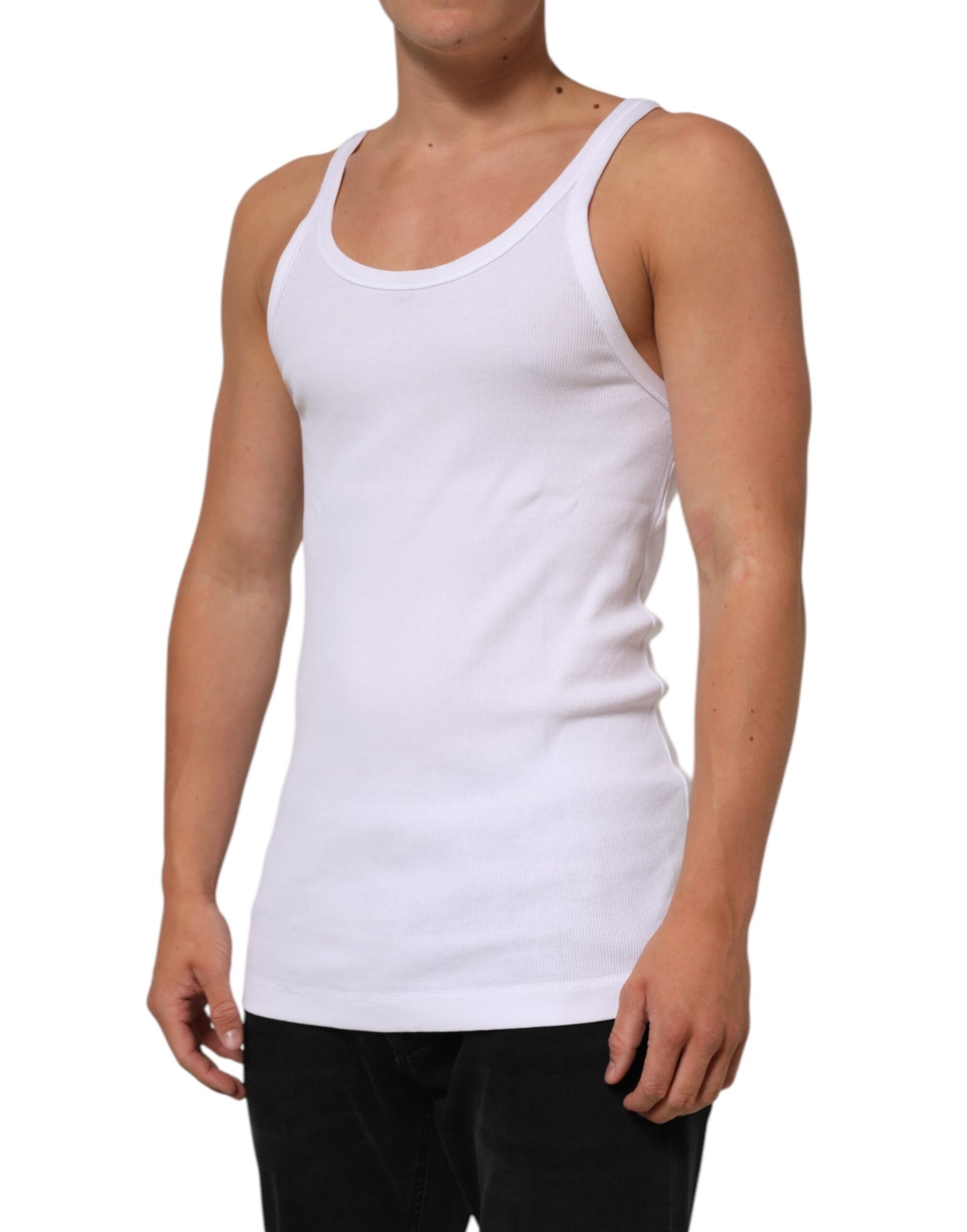 Dolce & Gabbana White Sleeveless Round Neck Tank Top T-shirt Mens T-Shirt