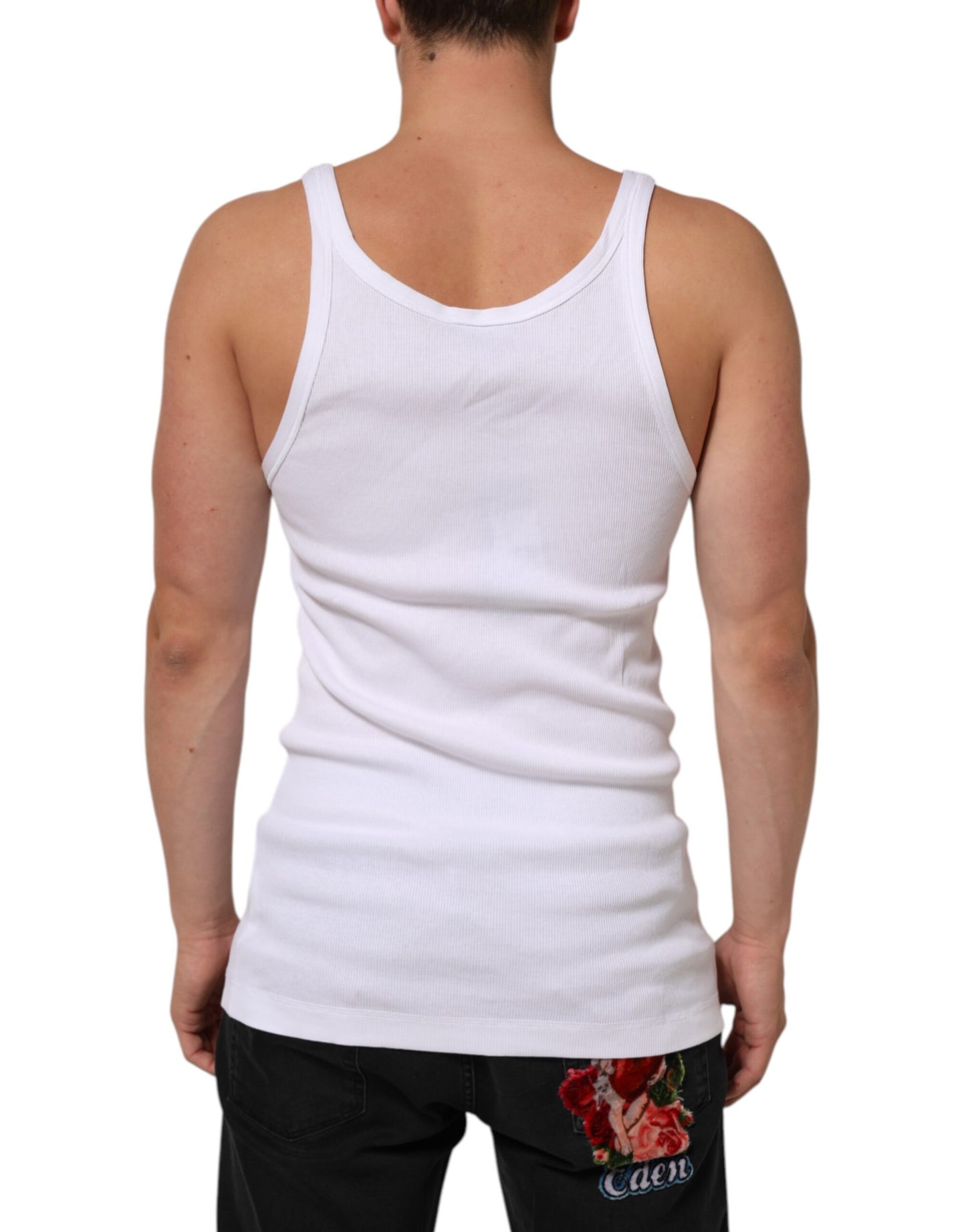 Dolce & Gabbana White Sleeveless Round Neck Tank Top T-shirt Mens T-Shirt