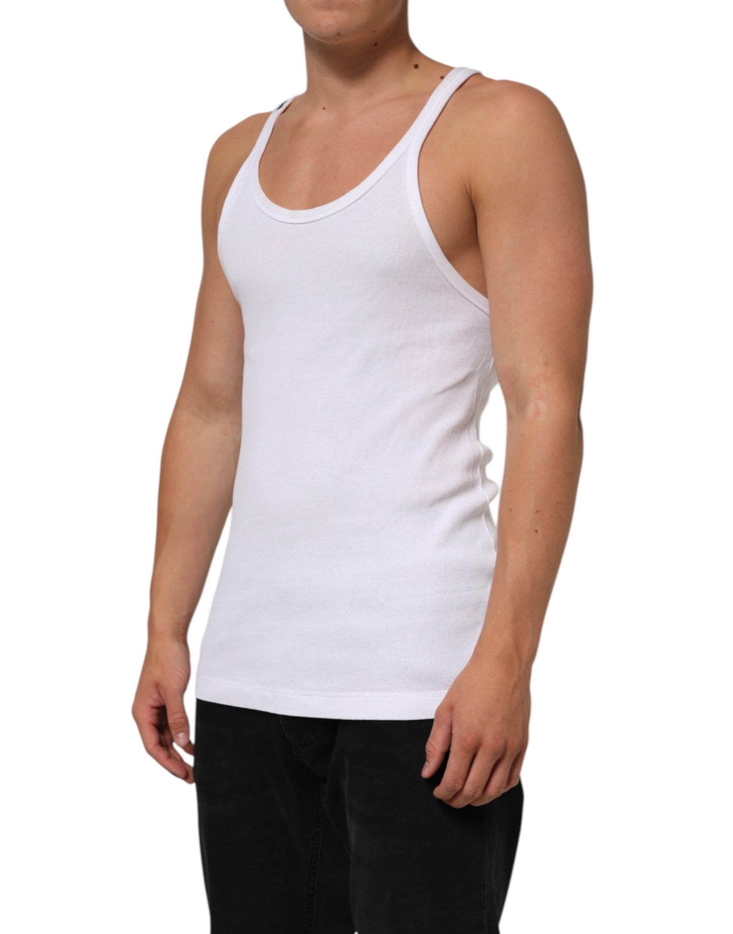 Dolce & Gabbana White Sleeveless Round Neck Tank Top T-shirt Mens T-Shirt