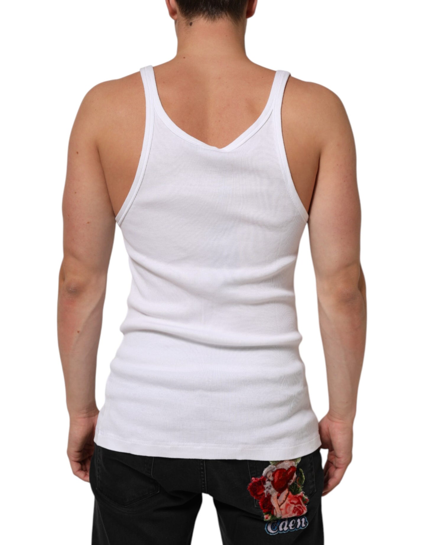 Dolce & Gabbana White Sleeveless Round Neck Tank Top T-shirt Mens T-Shirt
