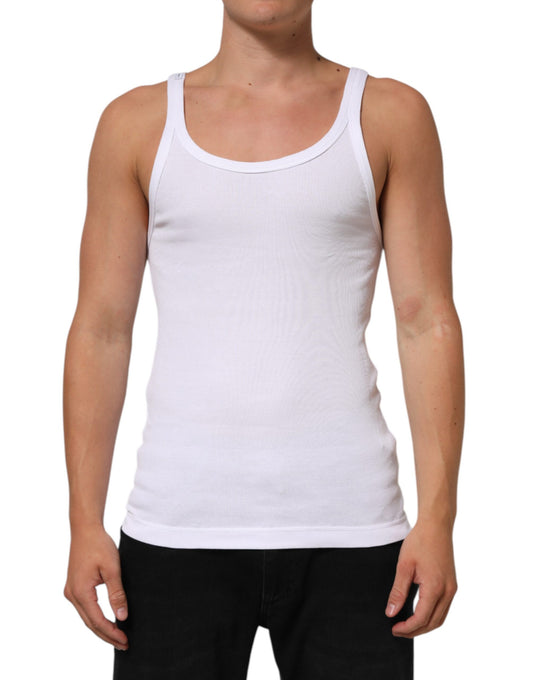 Dolce & Gabbana White Sleeveless Round Neck Tank Top T-shirt Mens T-Shirt