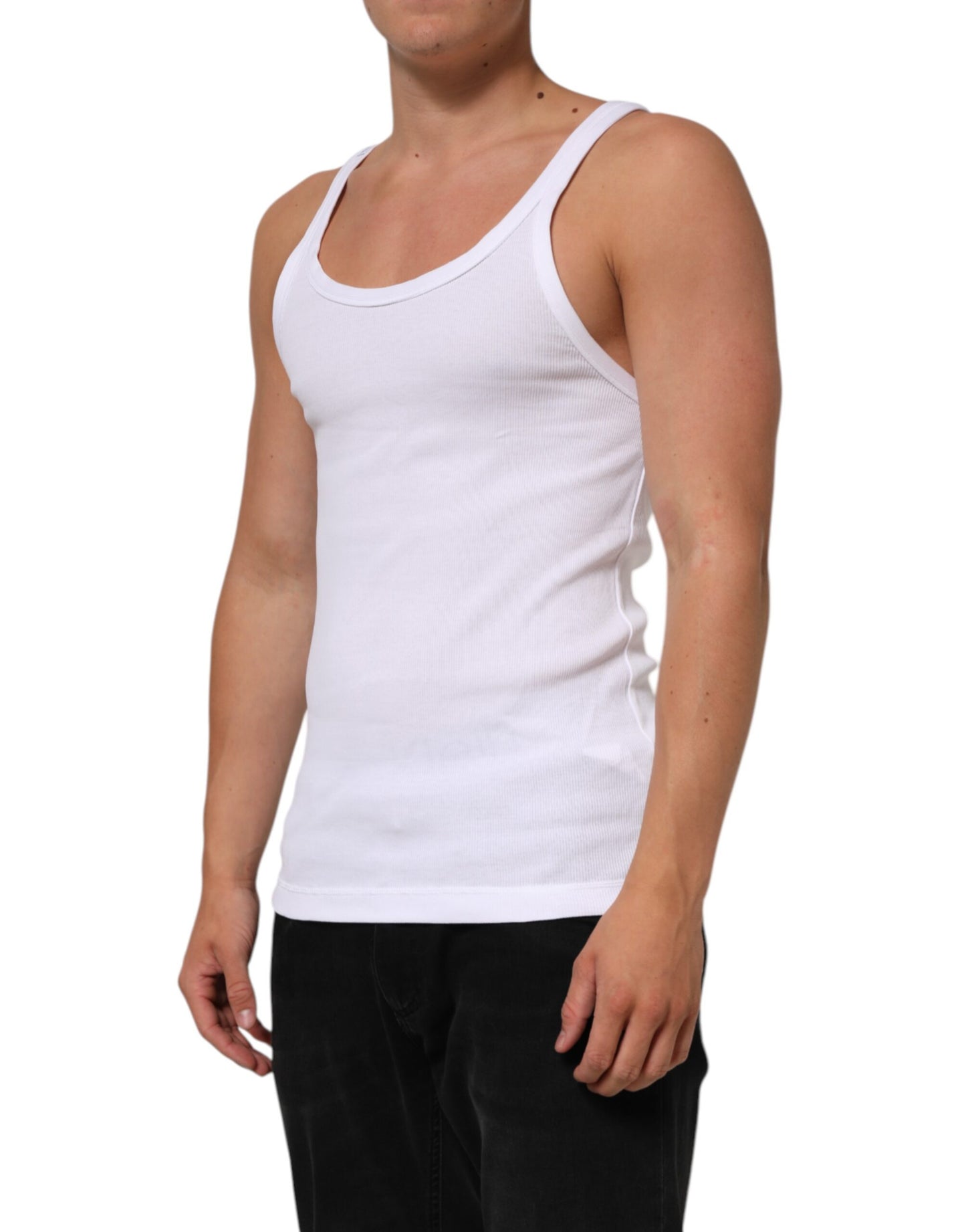 Dolce & Gabbana White Sleeveless Round Neck Tank Top T-shirt Mens T-Shirt