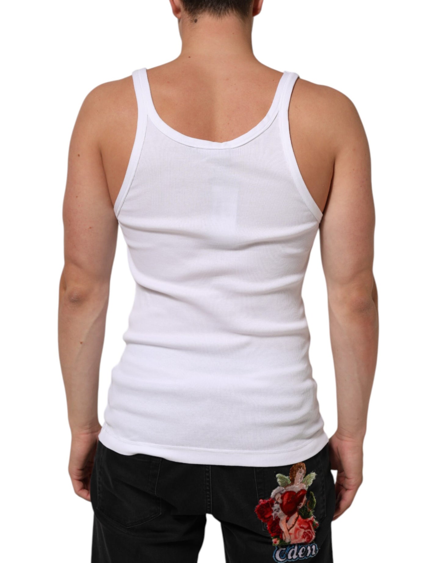 Dolce & Gabbana White Sleeveless Round Neck Tank Top T-shirt Mens T-Shirt