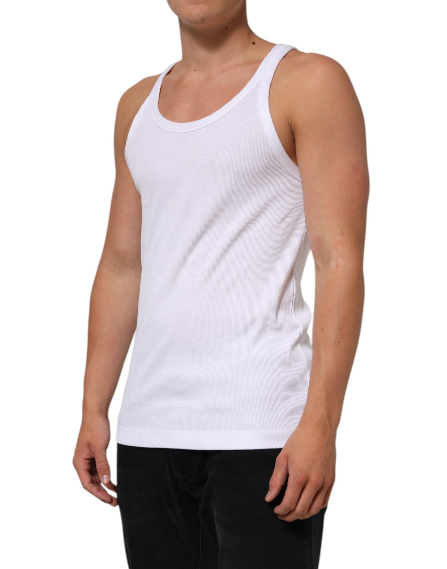 Dolce & Gabbana White Sleeveless Round Neck Tank T-shirt Mens T-Shirt