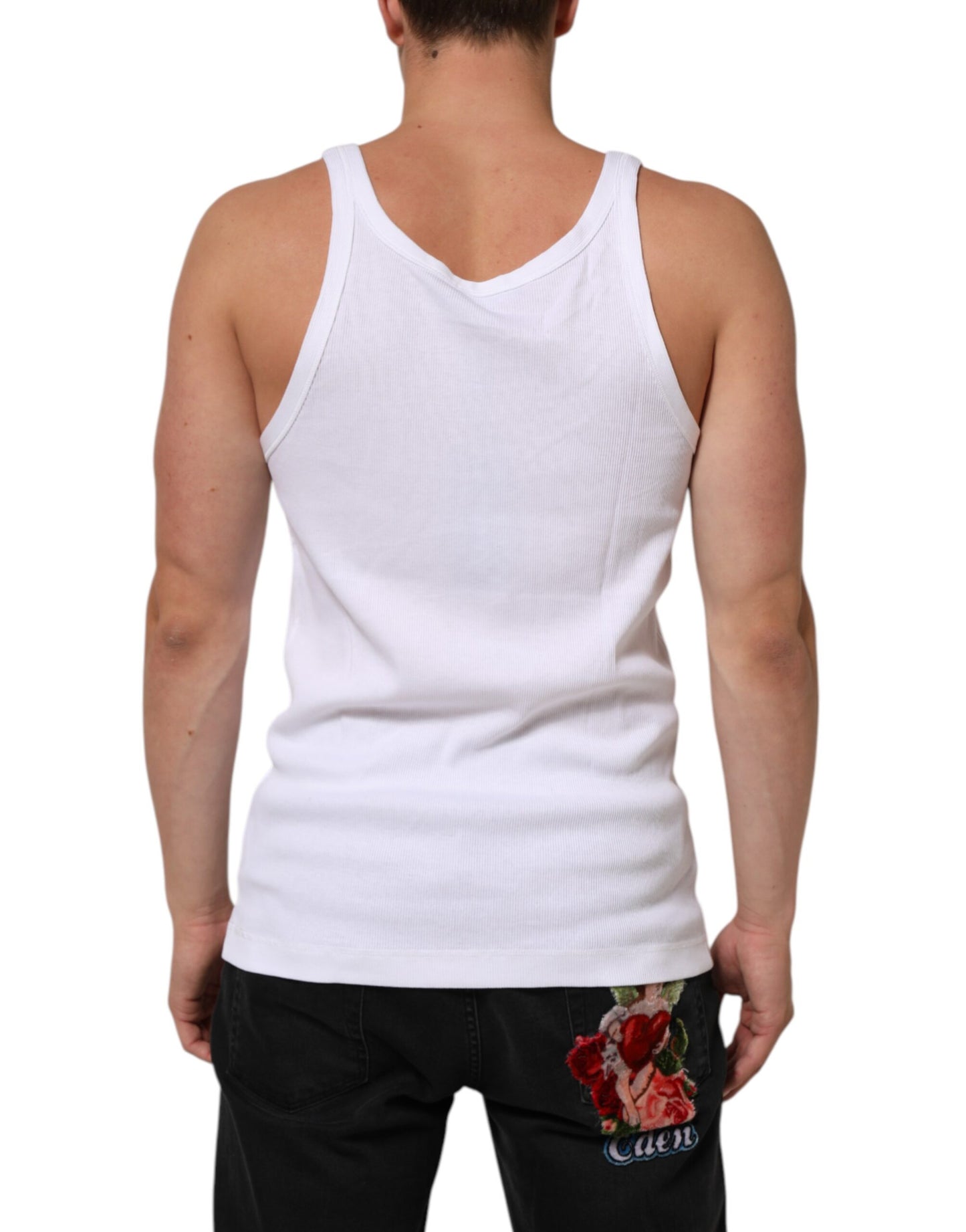 Dolce & Gabbana White Sleeveless Round Neck Tank T-shirt Mens T-Shirt