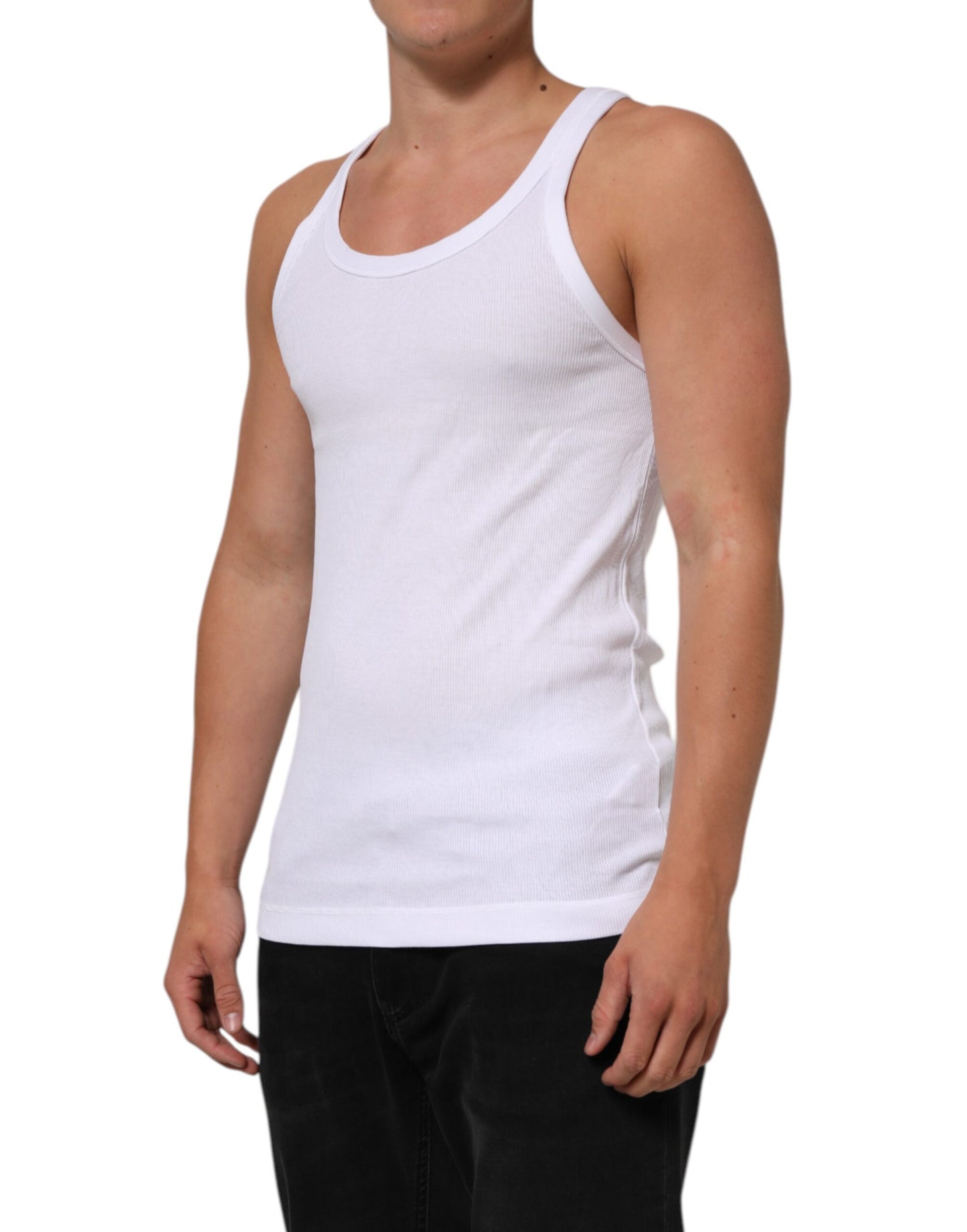 Dolce & Gabbana White Sleeveless Round Neck Tank Top T-shirt Mens T-Shirt