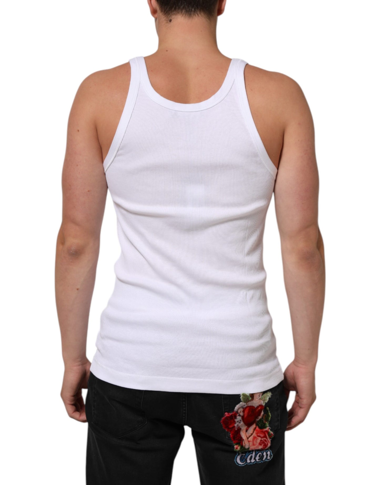 Dolce & Gabbana White Sleeveless Round Neck Tank Top T-shirt Mens T-Shirt