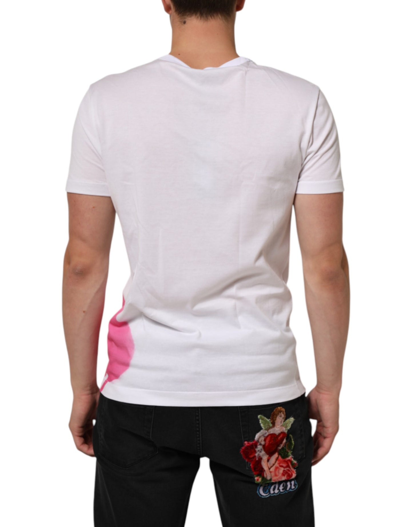 Dolce & Gabbana White Graphic Print Cotton Crew Neck T-shirt Mens T-Shirt