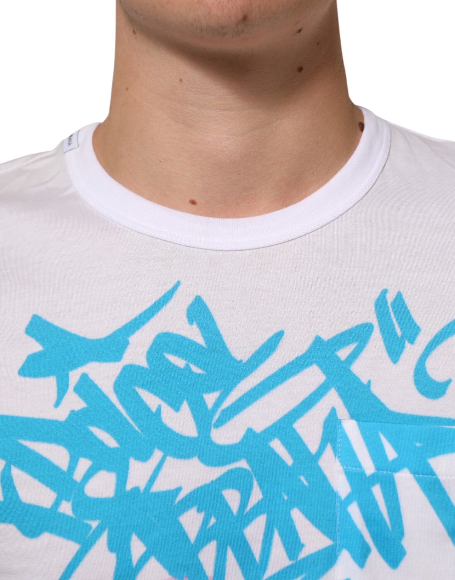 Dolce & Gabbana White Graphic Print Cotton Crew Neck T-shirt Mens T-Shirt