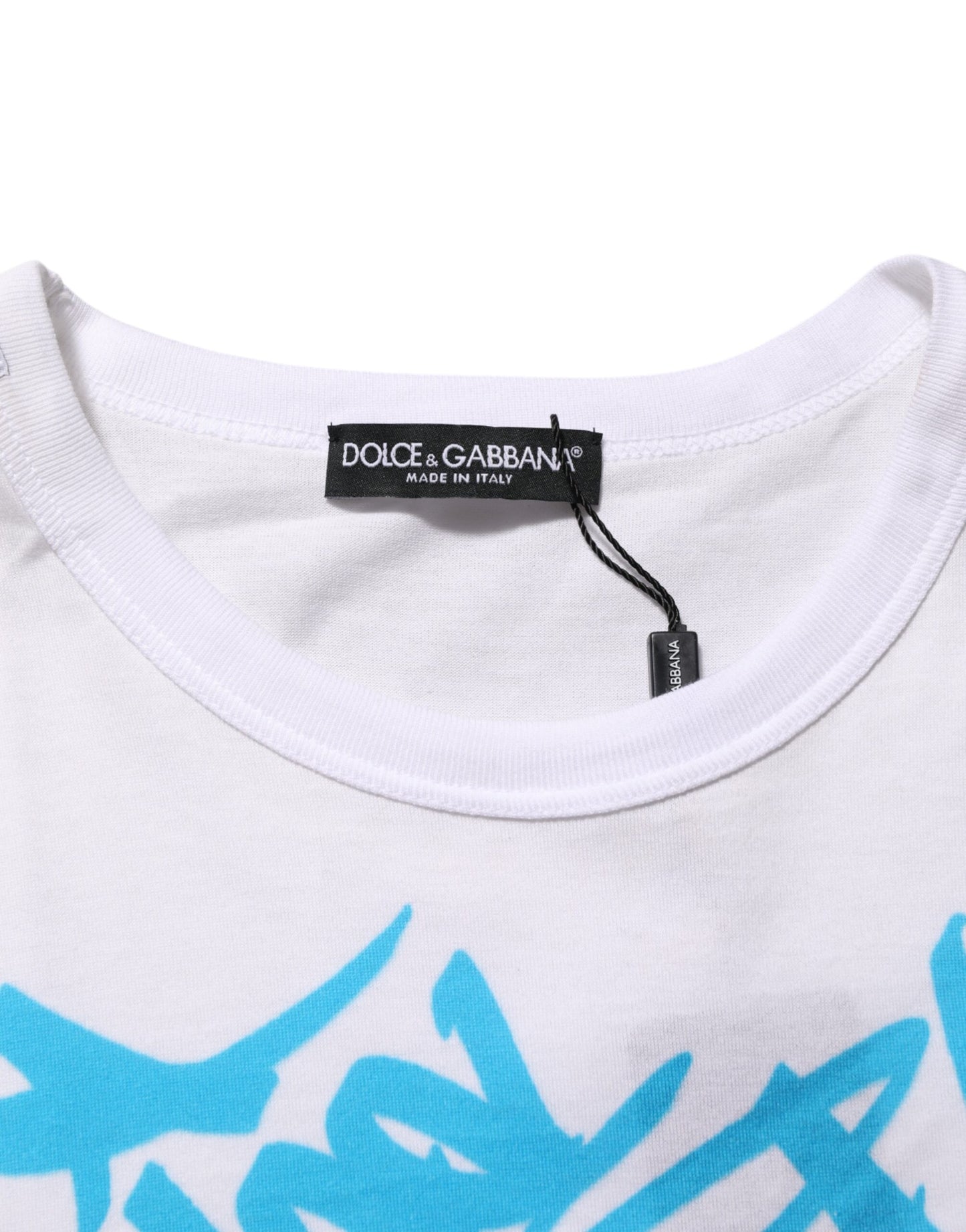 Dolce & Gabbana White Graphic Print Cotton Crew Neck T-shirt Mens T-Shirt
