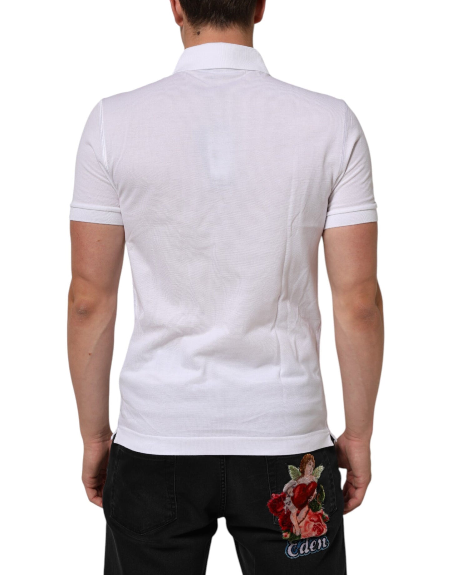 Dolce & Gabbana White Collared Short Sleeves Polo T-shirt Mens T-Shirt