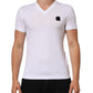 Dolce & Gabbana White Cotton Logo Patch V-neck Tee T-shirt Mens T-Shirt