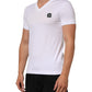 Dolce & Gabbana White Cotton Logo Patch V-neck Tee T-shirt Mens T-Shirt