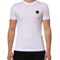 Dolce & Gabbana White Cotton Logo Patch Crew Neck  T-shirt Mens T-Shirt