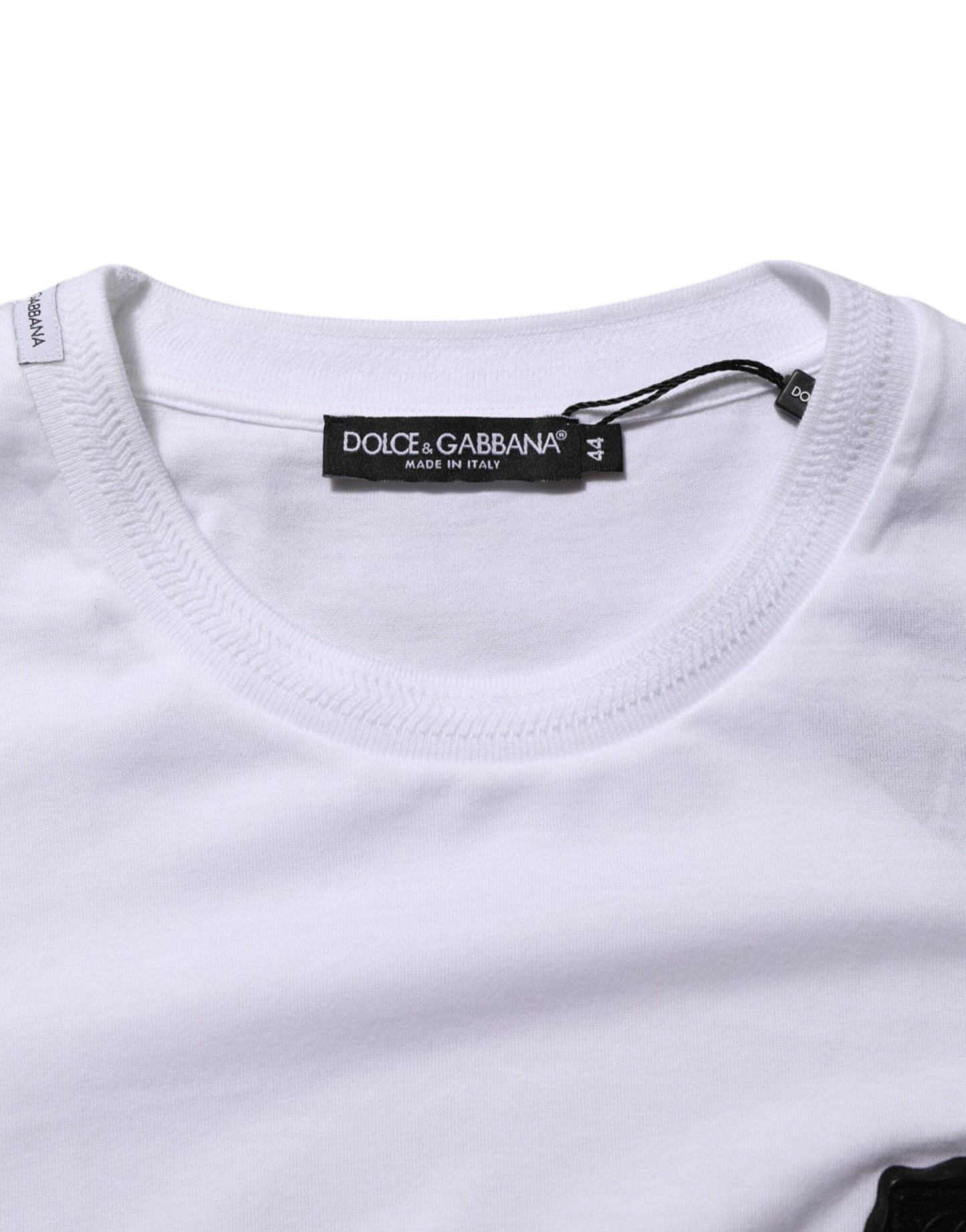 Dolce & Gabbana White Cotton Logo Patch Crew Neck  T-shirt Mens T-Shirt