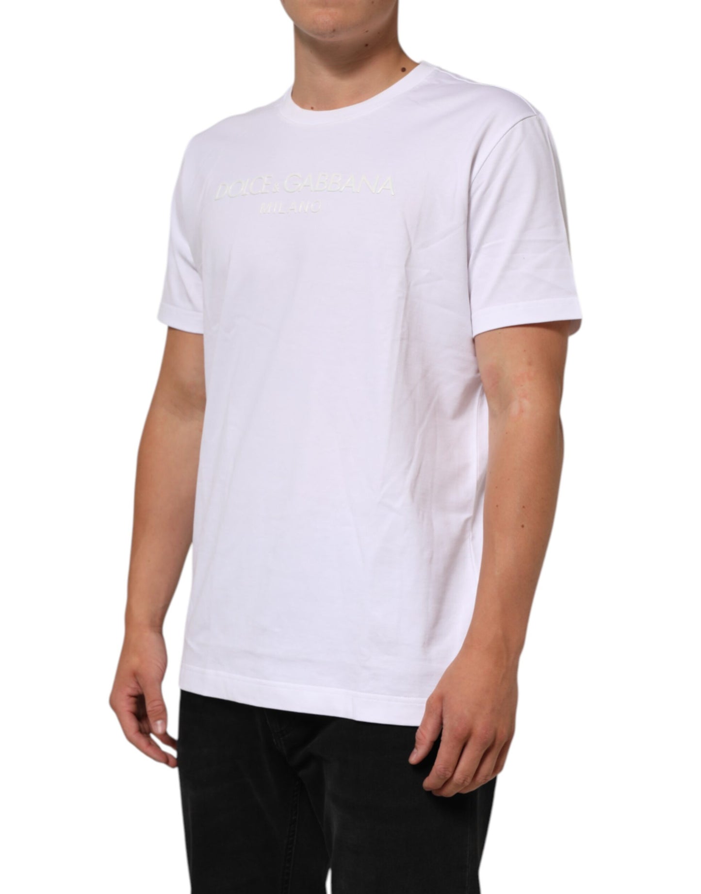 Dolce & Gabbana White Cotton Crew Neck Short Sleeves T-shirt Mens T-Shirt