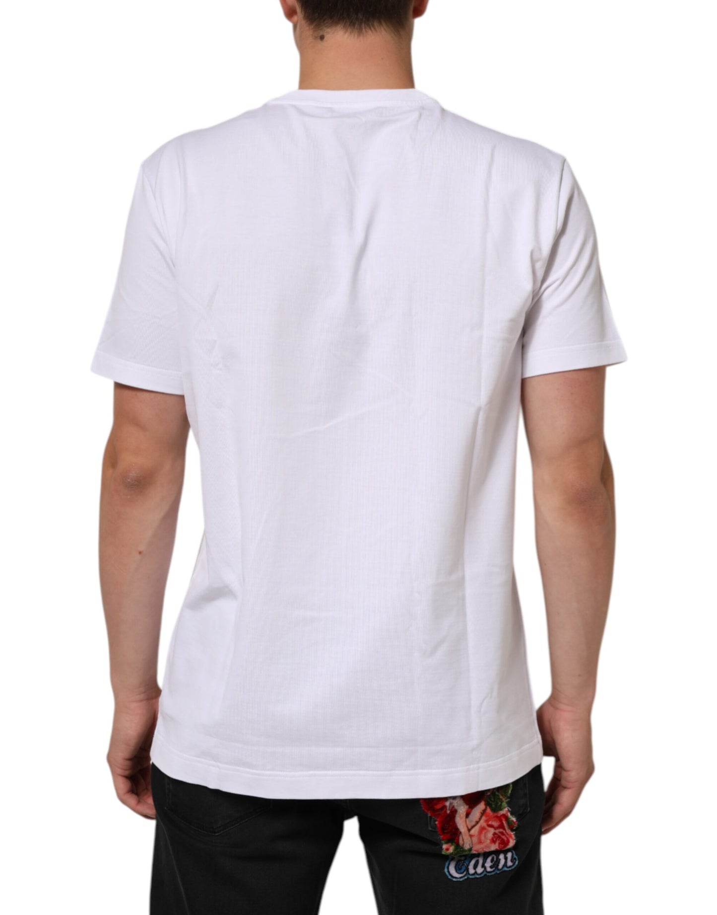 Dolce & Gabbana White Cotton Crew Neck Short Sleeves T-shirt Mens T-Shirt