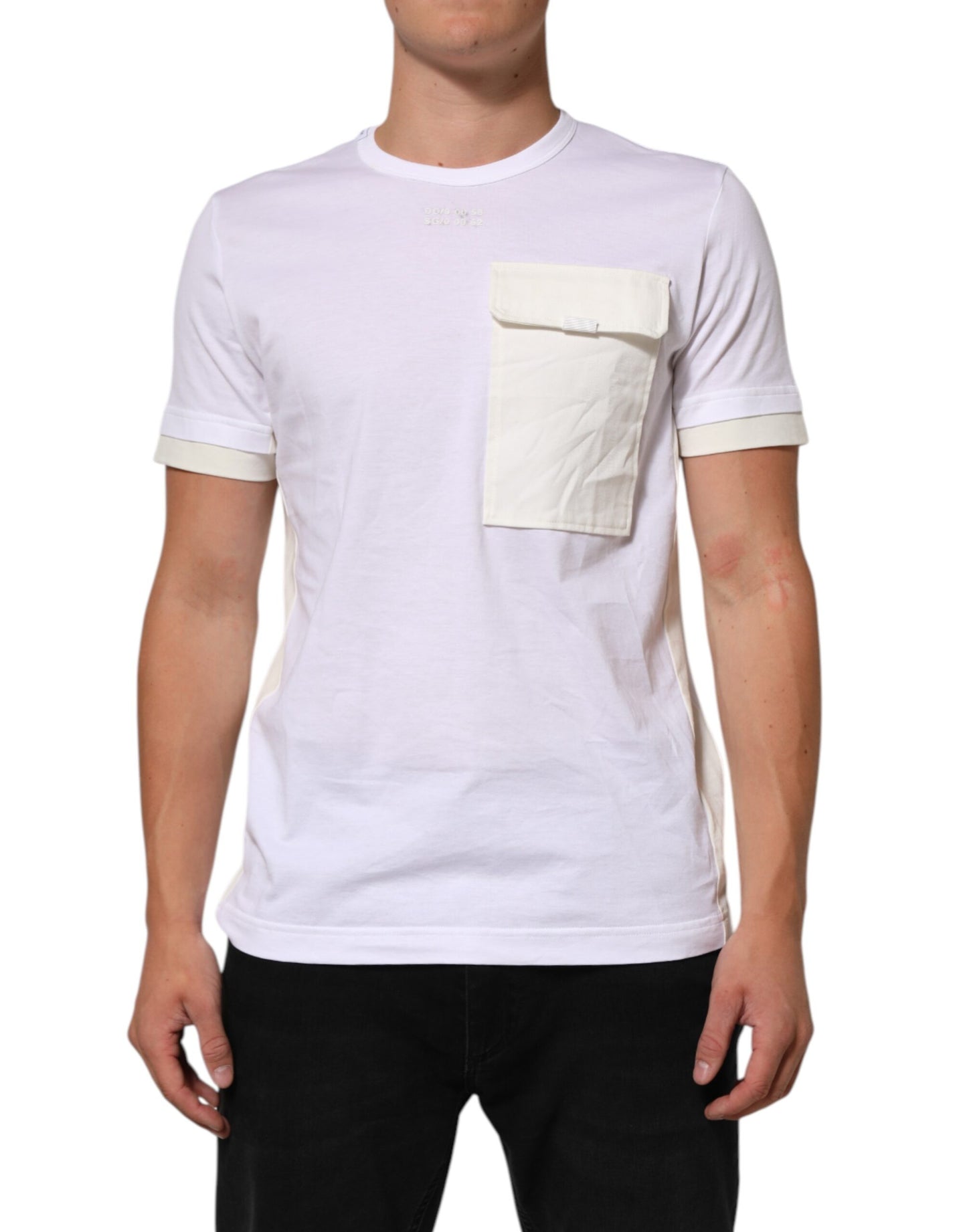 Dolce & Gabbana White Cotton Pocket Short Sleeves Men T-shirt Mens T-Shirt