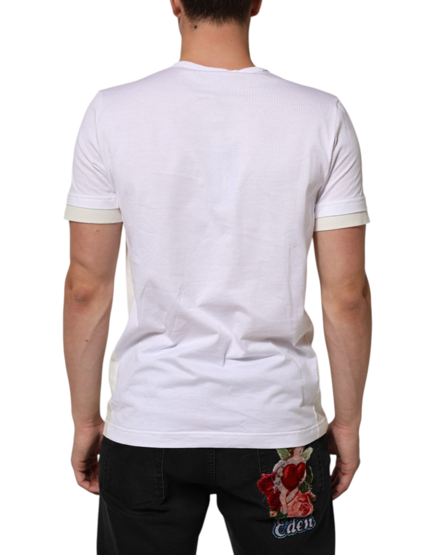 Dolce & Gabbana White Cotton Pocket Short Sleeves Men T-shirt Mens T-Shirt