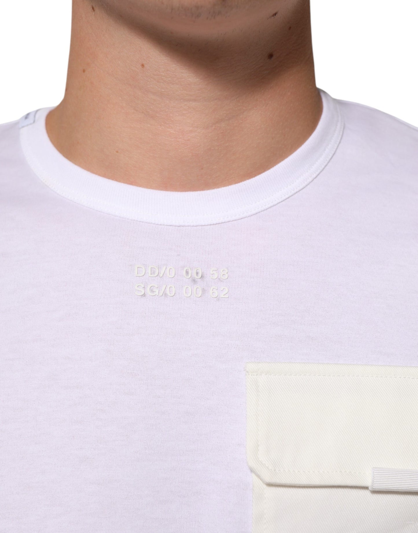 Dolce & Gabbana White Cotton Pocket Short Sleeves Men T-shirt Mens T-Shirt