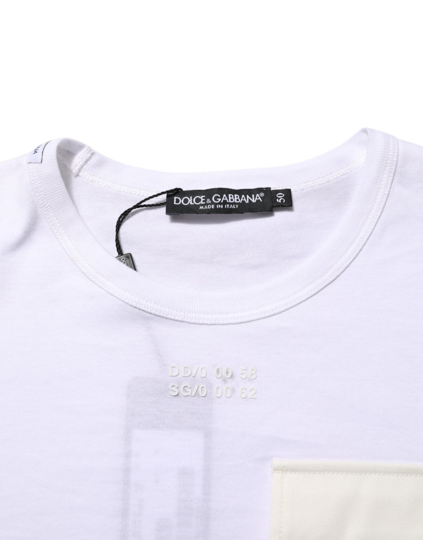 Dolce & Gabbana White Cotton Pocket Short Sleeves Men T-shirt Mens T-Shirt