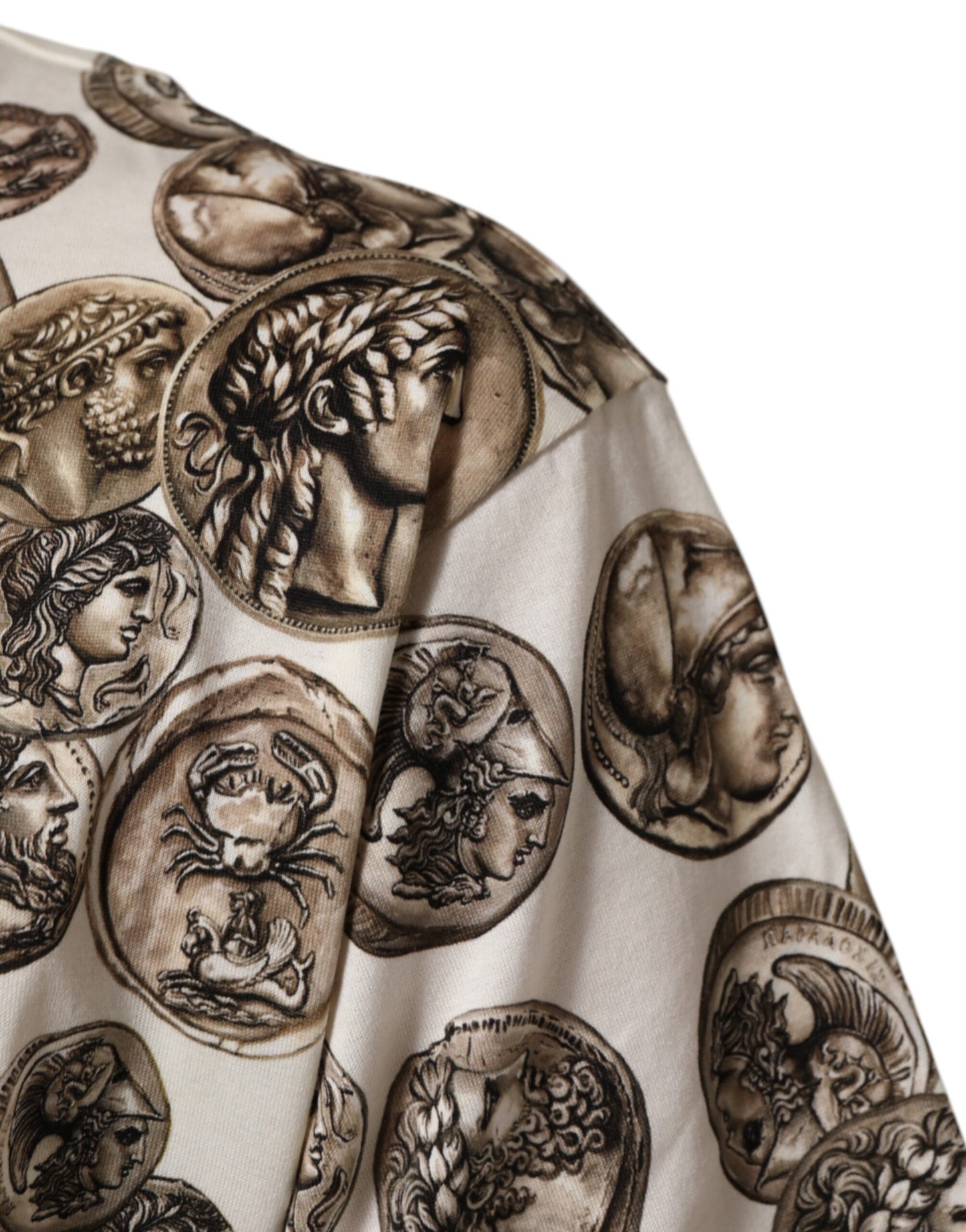 Dolce & Gabbana White Coin Print Cotton Crew Neck Men T-shirt Mens T-Shirt