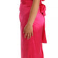 Dolce & Gabbana Pink Sheath Silk Bow Open Shoulder Dress