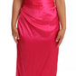 Dolce & Gabbana Pink Sheath Silk Bow Open Shoulder Dress