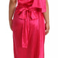 Dolce & Gabbana Pink Sheath Silk Bow Open Shoulder Dress