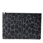 Dolce & Gabbana Multicolor Leopard Jacquard Logo Plaque Document Briefcase Bag Mens Wallet