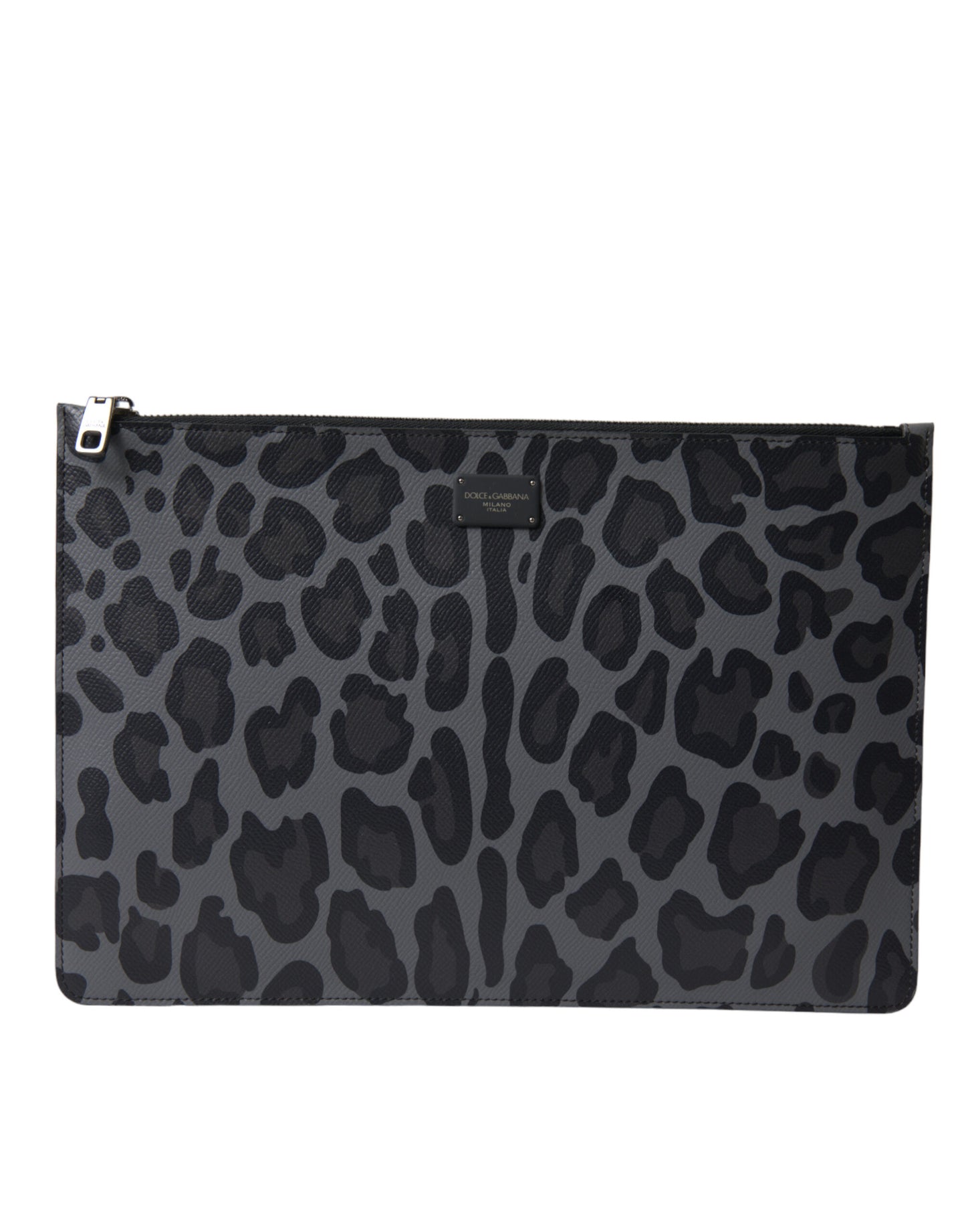 Dolce & Gabbana Multicolor Leopard Jacquard Logo Plaque Document Briefcase Bag Mens Wallet