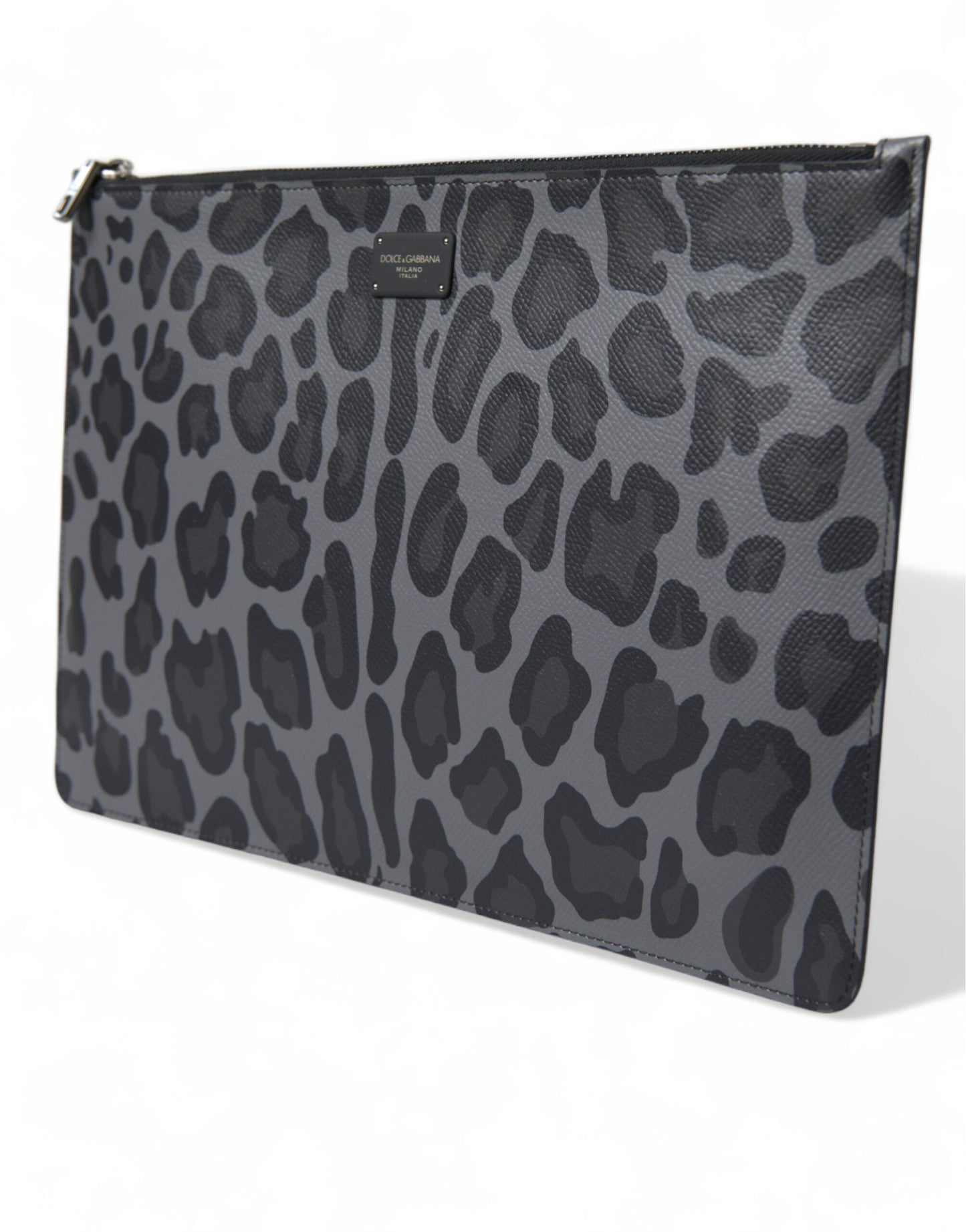 Dolce & Gabbana Multicolor Leopard Jacquard Logo Plaque Document Briefcase Bag Mens Wallet