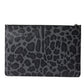 Dolce & Gabbana Multicolor Leopard Jacquard Logo Plaque Document Briefcase Bag Mens Wallet