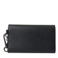 Dolce & Gabbana Black Leather Logo Embossed Mini Bifold Wallet Borse Bag Mens Wallet