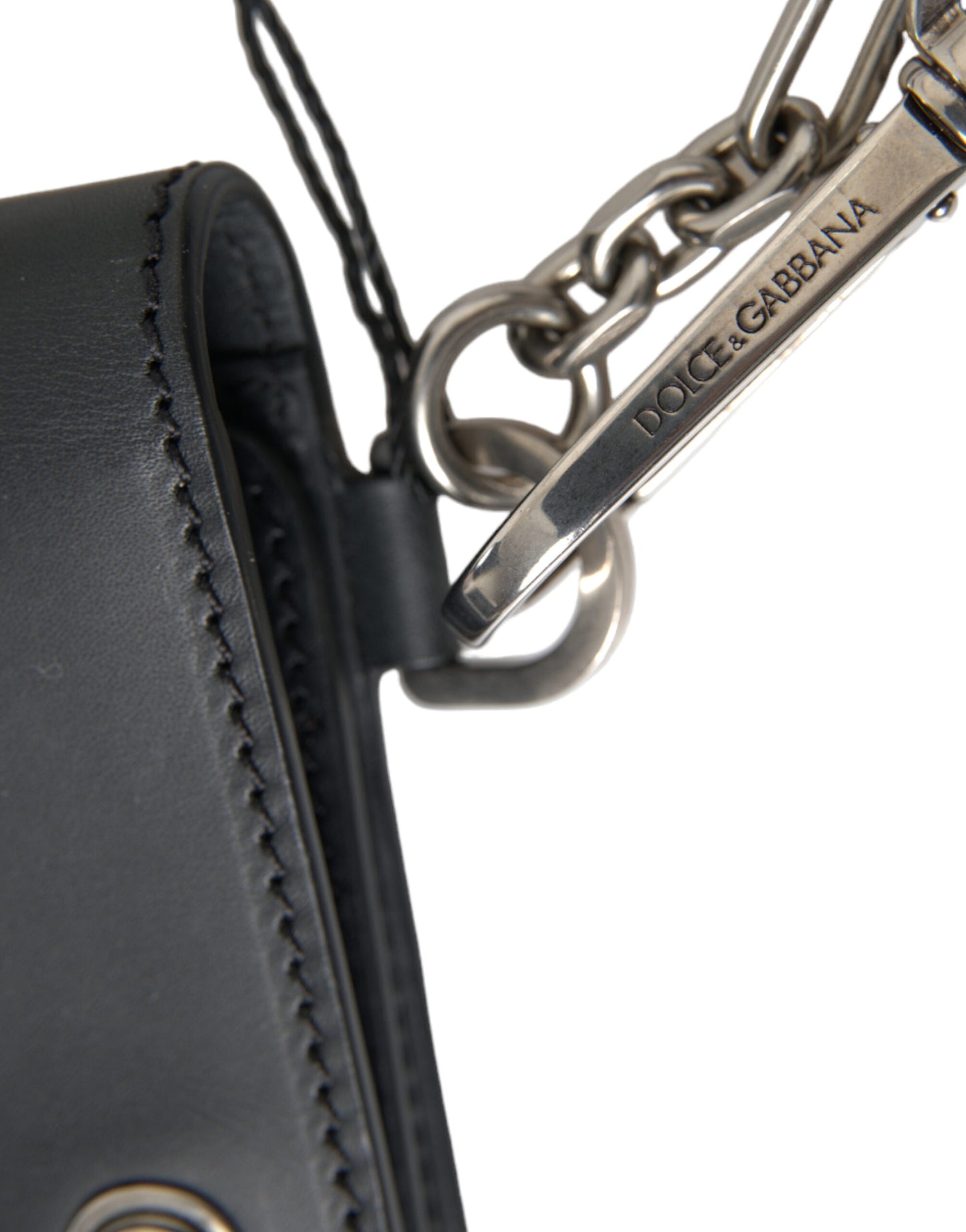 Dolce & Gabbana Black Leather Logo Embossed Mini Bifold Wallet Borse Bag Mens Wallet