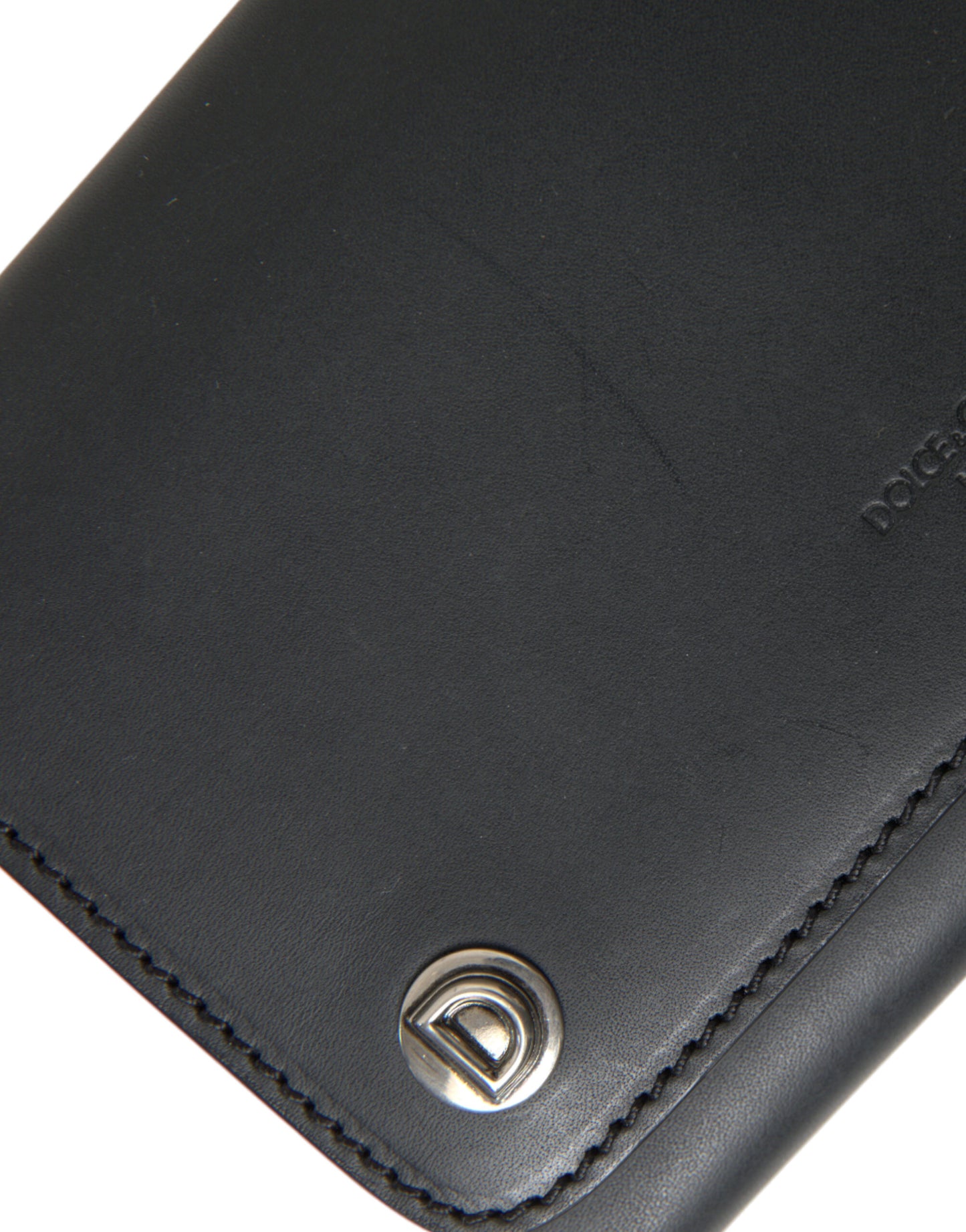 Dolce & Gabbana Black Leather Logo Embossed Mini Bifold Wallet Borse Bag Mens Wallet