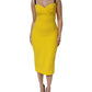 Dolce & Gabbana Yellow Polyester Sleeveless Sheath Midi Dress