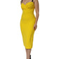 Dolce & Gabbana Yellow Polyester Sleeveless Sheath Midi Dress